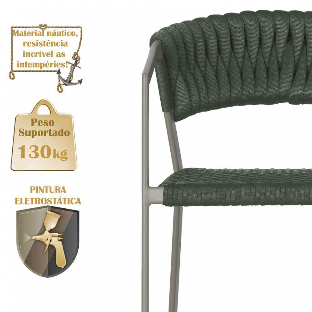 4 Cadeiras Atenas Tricô Náutico E Alumínio Uv Varanda Jantar Verde - 3