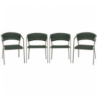 4 Cadeiras Atenas Tricô Náutico E Alumínio Uv Varanda Jantar Verde - 1