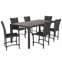 Jogo 6 Cadeiras Corda Náutica E Mesa Retangular Ripada 2,00m Preto - 1