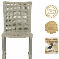 6 Cadeiras Corda Náutica E Mesa Tampo 2,00m Ripado Alumínio Rami