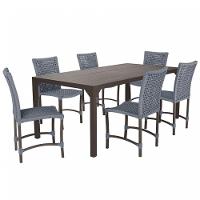 Jogo 6 Cadeiras Corda Náutica E Mesa Retangular Ripada 2,00m Prata - 1