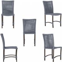 Jogo 6 Cadeiras Corda Náutica E Mesa Retangular Ripada 2,00m Prata - 3