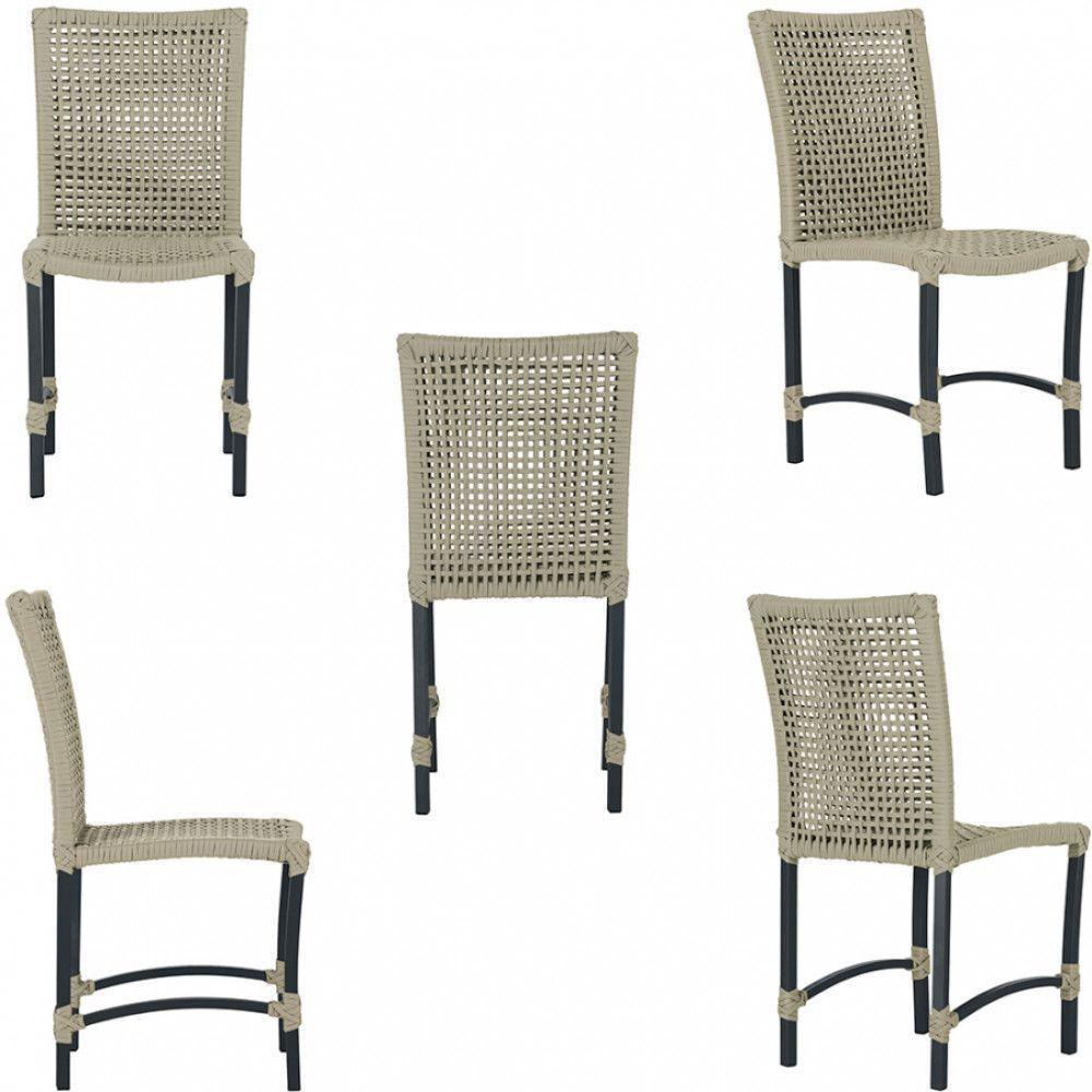 6 Cadeiras Corda Náutica E Mesa Tampo 2,00m Ripado Alumínio Rami - 3