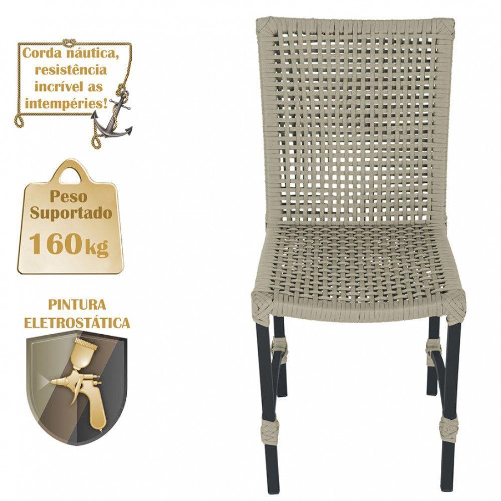 6 Cadeiras Corda Náutica E Mesa Tampo 2,00m Ripado Alumínio Rami - 4