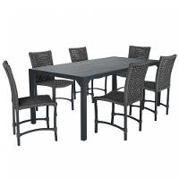 6 Cadeiras Corda Náutica E Mesa Tampo 2,00m Ripado Alumínio Preto - 1