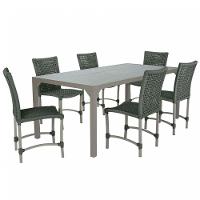 6 Cadeiras Corda Náutica E Mesa Tampo 2,00m Ripado Alumínio Verde - 1