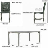 6 Cadeiras Corda Náutica E Mesa Tampo 2,00m Ripado Alumínio Verde