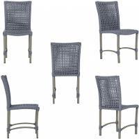 6 Cadeiras Corda Náutica E Mesa Tampo 2,00m Ripado Alumínio Prata - 3