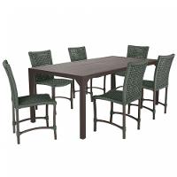 Jogo 6 Cadeiras Corda Náutica E Mesa Retangular Ripada 2,00m Verde - 1