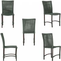 Jogo 6 Cadeiras Corda Náutica E Mesa Retangular Ripada 2,00m Verde - 2