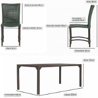 Jogo 6 Cadeiras Corda Náutica E Mesa Retangular Ripada 2,00m Verde - 5