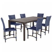 Jogo 6 Cadeiras Corda Náutica E Mesa Retangular Ripada 2,00m Azul - 1