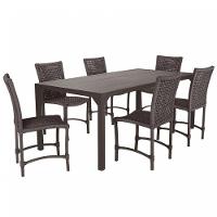 Jogo 6 Cadeiras Corda Náutica E Mesa Retangular Ripada 2,00m Marrom - 1