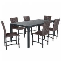 6 Cadeiras Corda Náutica E Mesa Tampo 2,00m Ripado Alumínio Marrom - 1