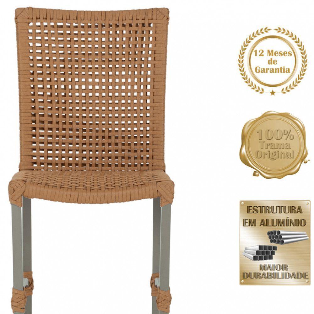 6 Cadeiras Corda Náutica E Mesa Tampo 2,00m Ripado Alumínio Terra Cota - 5