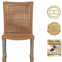 6 Cadeiras Corda Náutica E Mesa Tampo 2,00m Ripado Alumínio Terra Cota - 5