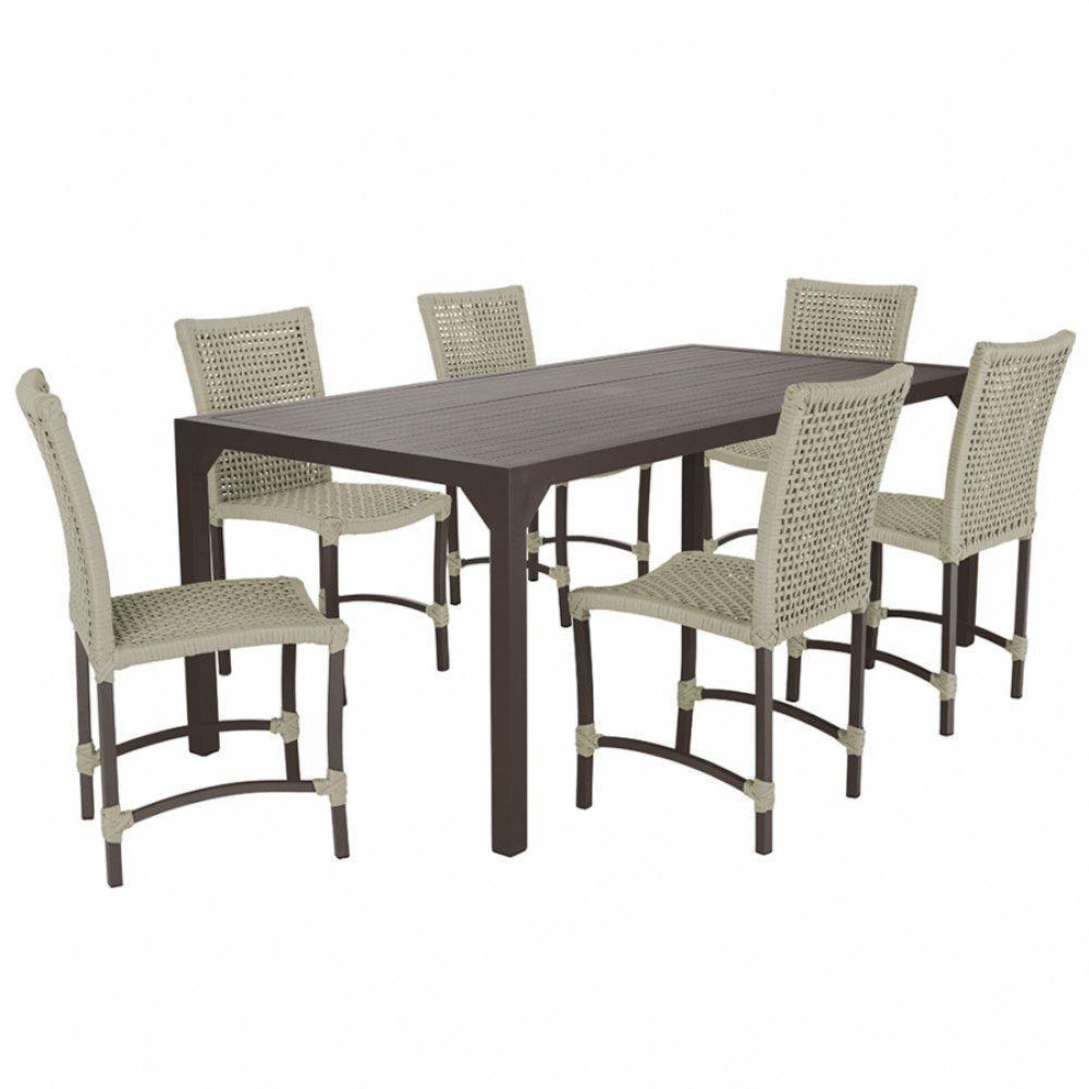 Jogo 6 Cadeiras Corda Náutica E Mesa Retangular Ripada 2,00m Rami - 1