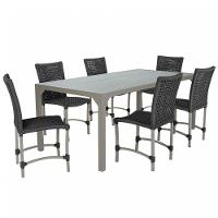 6 Cadeiras Corda Náutica E Mesa Tampo 2,00m Ripado Alumínio Preto - 1