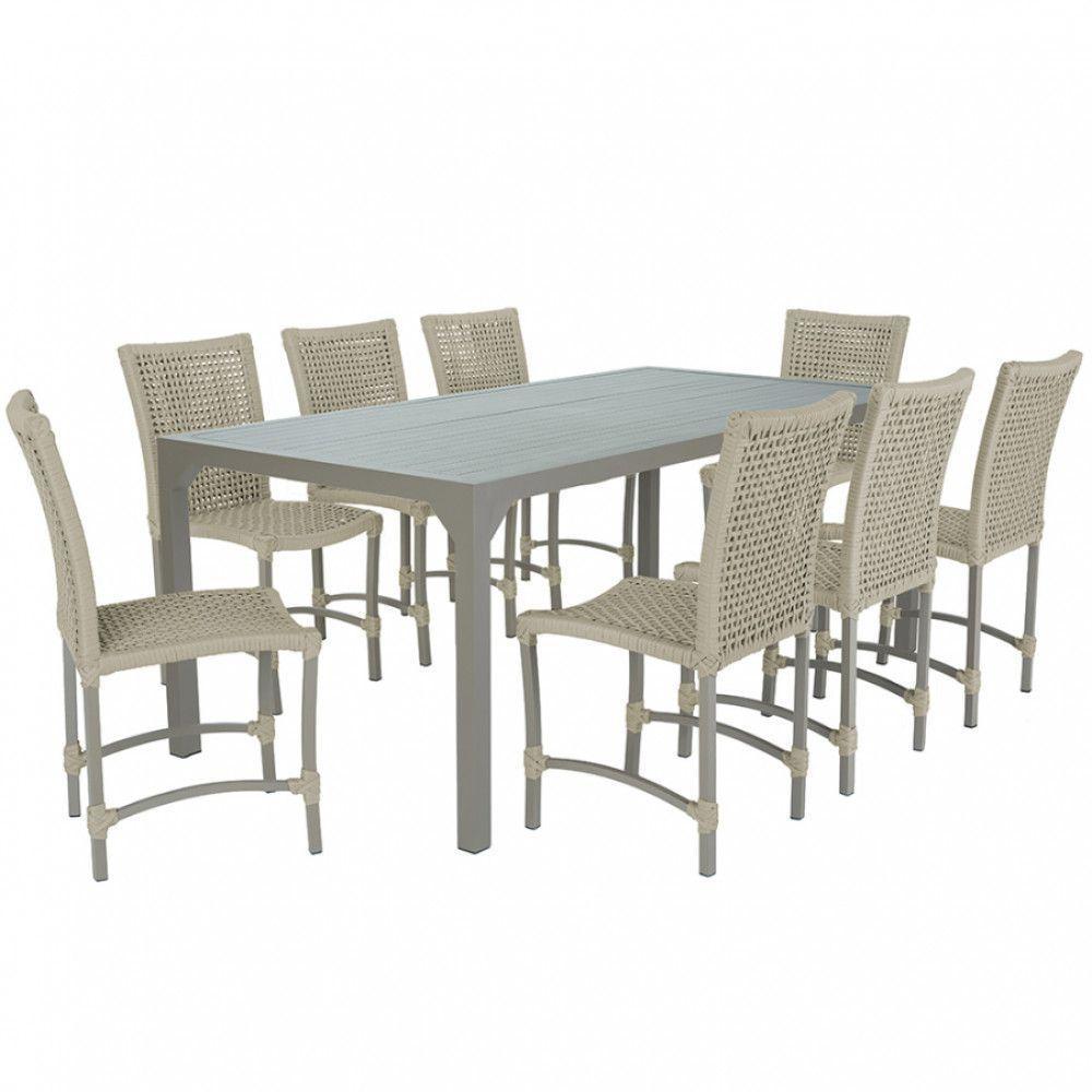 8 Cadeiras Corda E Mesa Tampo Retangular Alumínio Cozinha Rami - 1