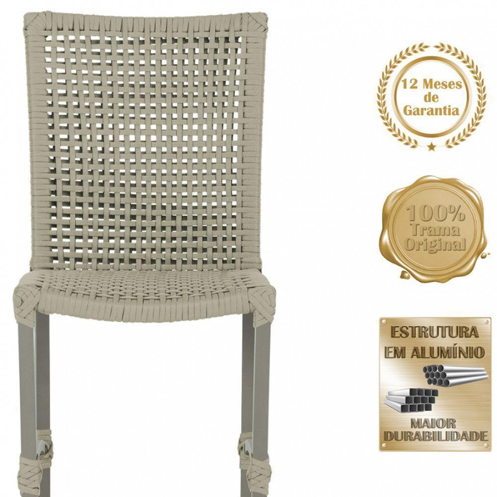 8 Cadeiras Corda E Mesa Tampo Retangular Alumínio Cozinha Rami - 5
