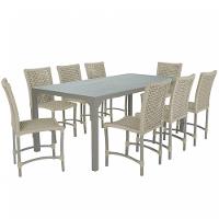 8 Cadeiras Corda E Mesa Tampo Retangular Alumínio Cozinha Rami - 1