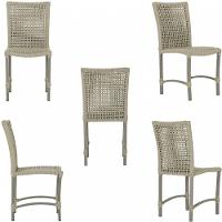 8 Cadeiras Corda E Mesa Tampo Retangular Alumínio Cozinha Rami - 3