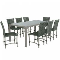 8 Cadeiras Corda E Mesa Tampo Retangular Alumínio Cozinha Verde - 1