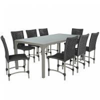 8 Cadeiras Corda E Mesa Tampo Retangular Alumínio Cozinha Preto - 1