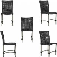 8 Cadeiras Corda E Mesa Tampo Retangular Alumínio Cozinha Preto - 3