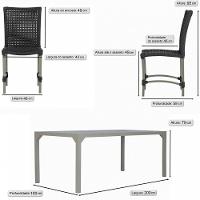 8 Cadeiras Corda E Mesa Tampo Retangular Alumínio Cozinha Preto - 6