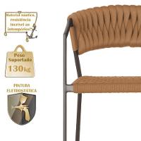 7 Cadeiras Atenas Tricô Náutico E Alumínio Proteção Uv Terra Cota