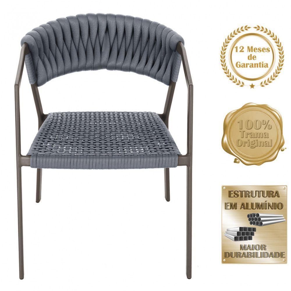 7 Cadeiras Atenas Tricô Náutico E Alumínio Proteção Uv Prata - 5
