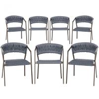 7 Cadeiras Atenas Tricô Náutico E Alumínio Proteção Uv Prata - 1