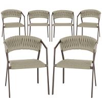 6 Cadeiras Atenas Tricô Náutico E Alumínio Proteção Uv Marro Rami - 1