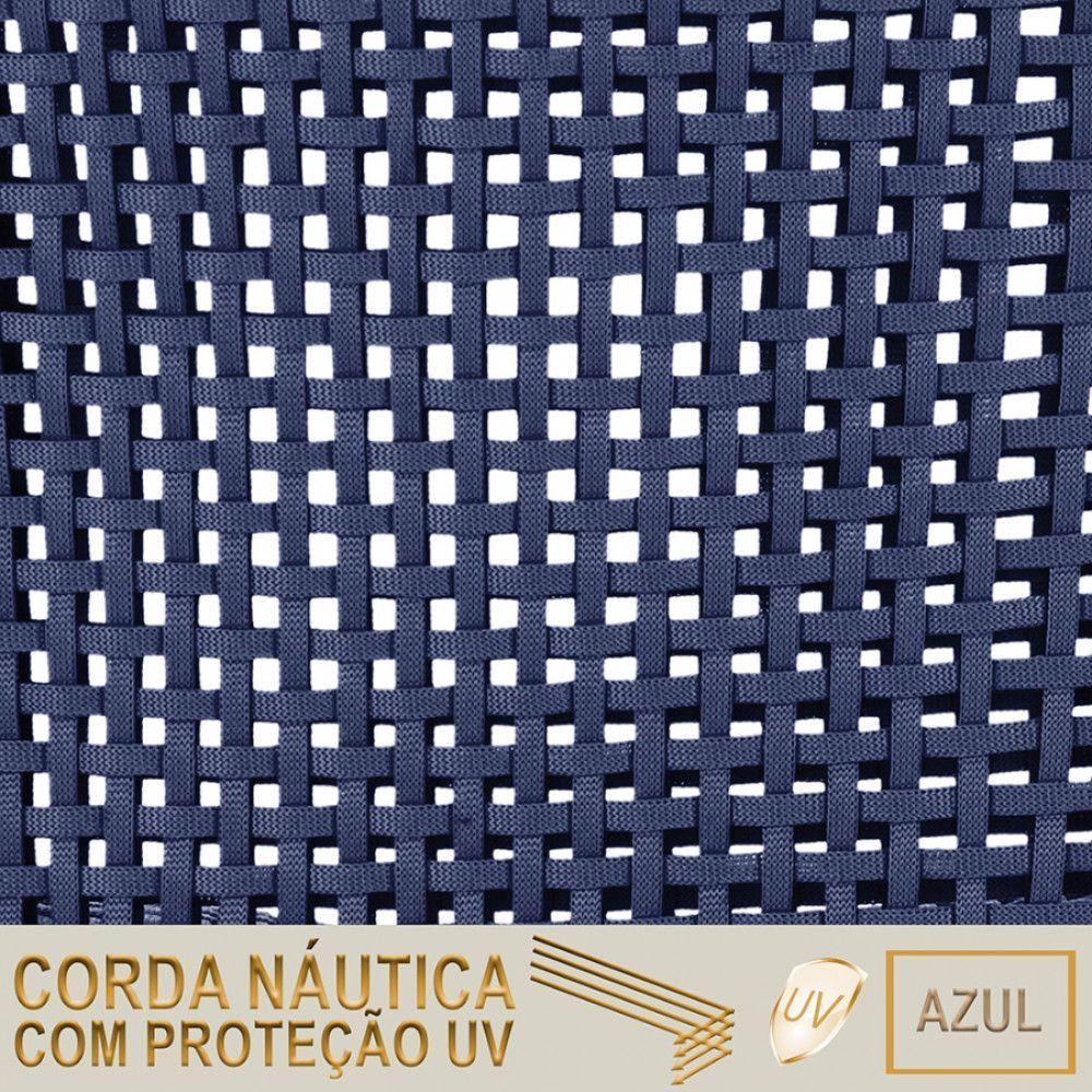 8 Cadeiras Corda E Mesa Tampo Retangular Alumínio Cozinha Azul - 2