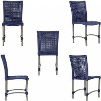 8 Cadeiras Corda E Mesa Tampo Retangular Alumínio Cozinha Azul - 3