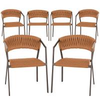 6 Cadeiras Atenas Tricô Náutico E Alumínio Proteção Uv Marro Terra Cota - 1