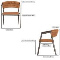 6 Cadeiras Atenas Tricô Náutico E Alumínio Proteção Uv Marro Terra Cota - 6