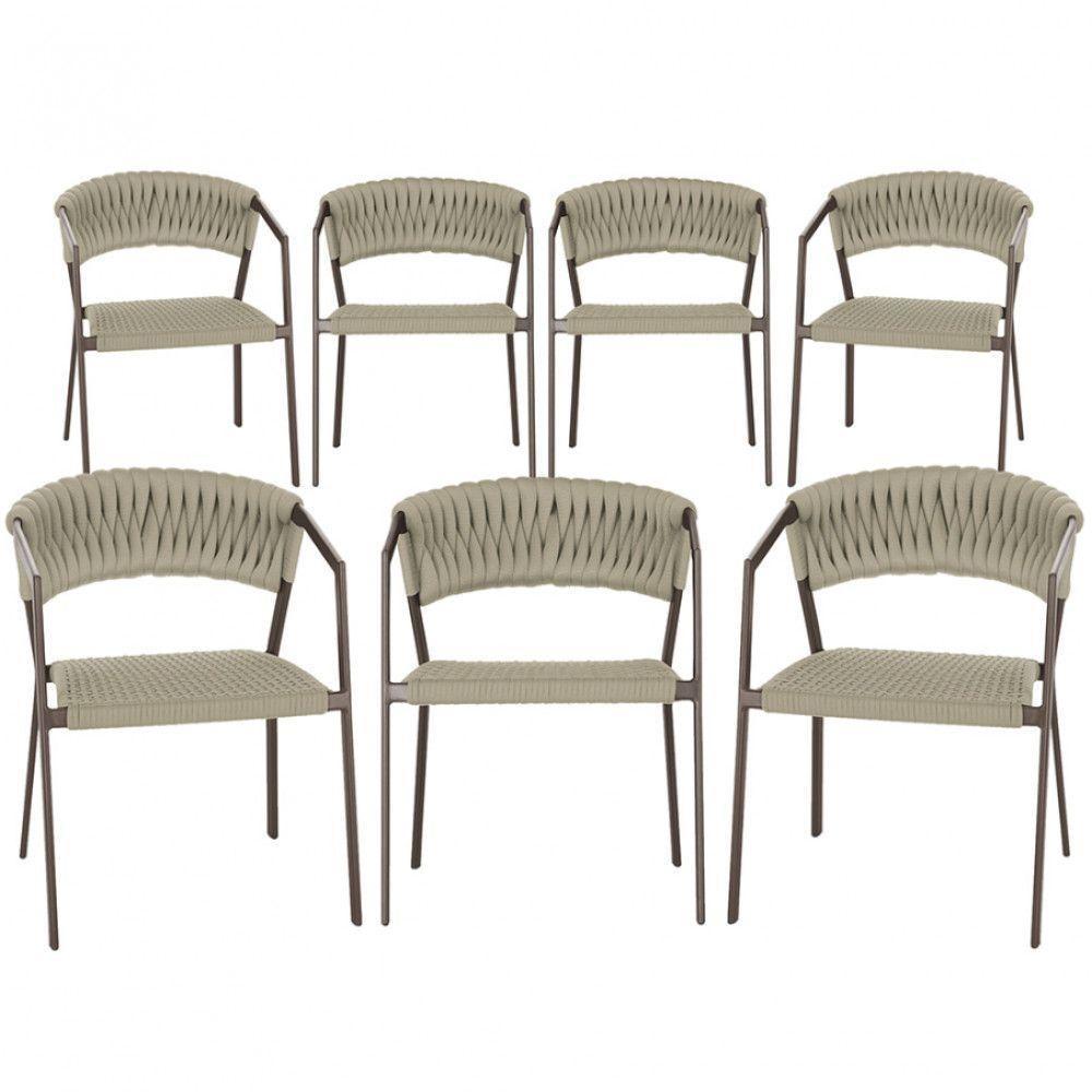 7 Cadeiras Atenas Tricô Náutico E Alumínio Proteção Uv Rami - 1