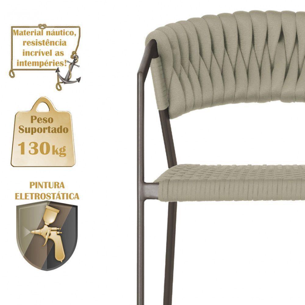 7 Cadeiras Atenas Tricô Náutico E Alumínio Proteção Uv Rami - 4