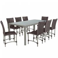 8 Cadeiras Corda E Mesa Tampo Retangular Alumínio Cozinha Marrom - 1