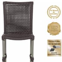 8 Cadeiras Corda E Mesa Tampo Retangular Alumínio Cozinha Marrom - 5