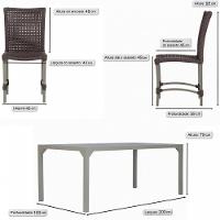 8 Cadeiras Corda E Mesa Tampo Retangular Alumínio Cozinha Marrom - 6