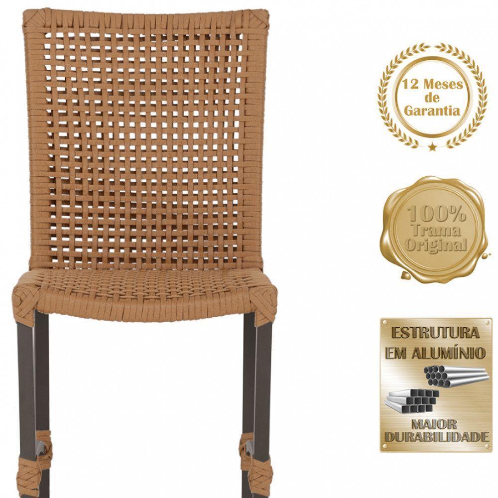 Jogo 6 Cadeiras Corda Náutica E Mesa Retangular Ripada 2,00m Terra Cota - 4