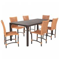 Jogo 6 Cadeiras Corda Náutica E Mesa Retangular Ripada 2,00m Terra Cota - 1