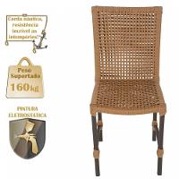 Jogo 6 Cadeiras Corda Náutica E Mesa Retangular Ripada 2,00m Terra Cota - 3