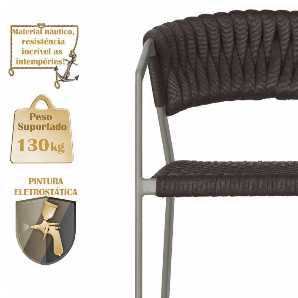 2 Cadeiras Tricô Náutico E Alumínio Uv Para Varanda Cozinha Marrom - 4
