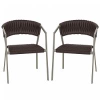 2 Cadeiras Tricô Náutico E Alumínio Uv Para Varanda Cozinha Marrom - 1