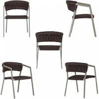 2 Cadeiras Tricô Náutico E Alumínio Uv Para Varanda Cozinha Marrom - 3