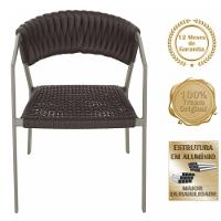 2 Cadeiras Tricô Náutico E Alumínio Uv Para Varanda Cozinha Marrom - 5